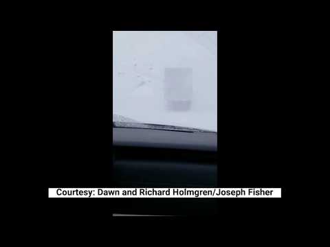 Blowing snow causing whiteout severe driving conditions in north central Montana 1080p