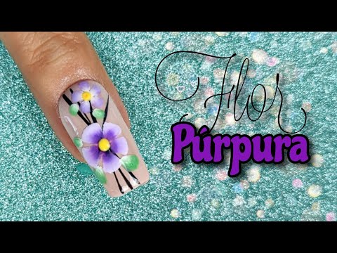 Diseño de uñas flor Morada | Decoración de uñas | Flower Nailart ♥ Nailart By Andy