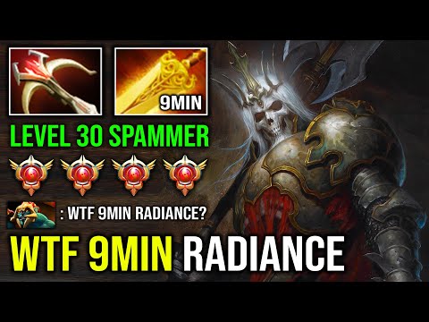 WTF 9MIN RADIANCE Grand Tier Spammer Solo Mid Wraith King Unlimited Crit 1 Shot Mortal Strike Dota 2