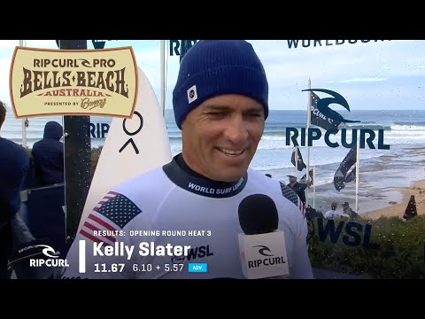 Kelly Slater Wins First Heat Of '24, Talks Excitement For Baby On The Way / Rip Curl Pro Bells Beach