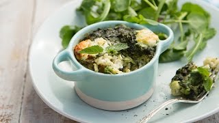 Brown Rice, Pea, Mint and Courgette Bake