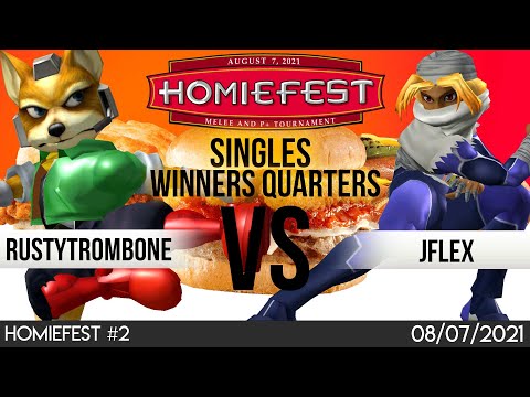 Homiefest #2 - Smash Melee - RustyTrombone (Fox) vs. Jflex (Sheik) - Winners Quarter-Finals
