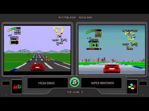 Top Gear 2  (Sega Genesis vs Snes) Side by Side - Comparison