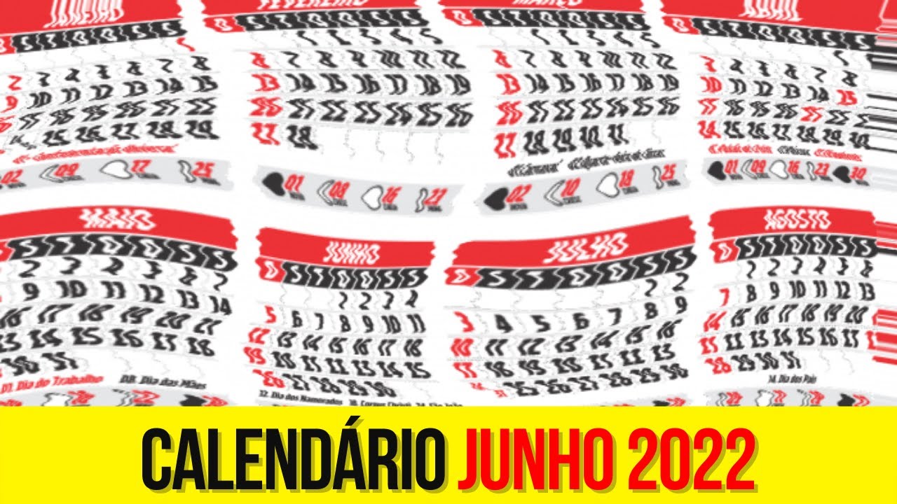➥ CALENDÁRIO JUNHO 2022