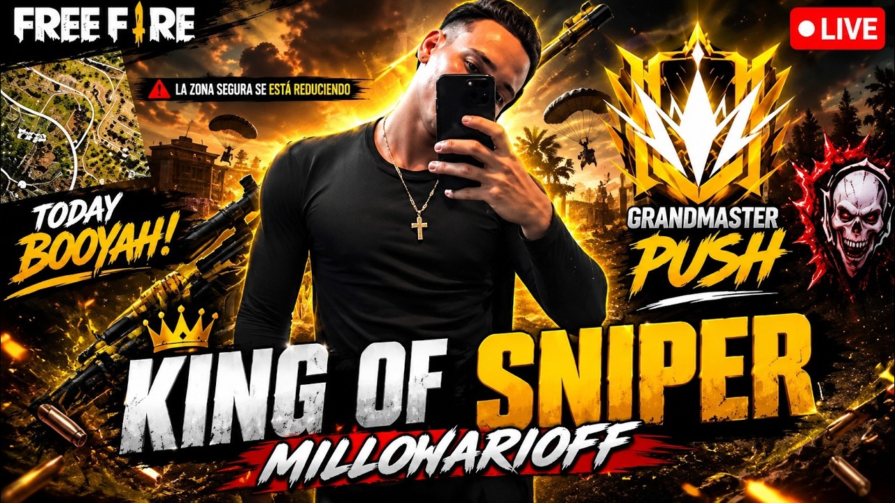 🔴 FREE FIRE LIVE 🔥 KING OF SNIPER 👑 GRANDMASTER #freefire #live #trending #shortslive #MILLONARIO