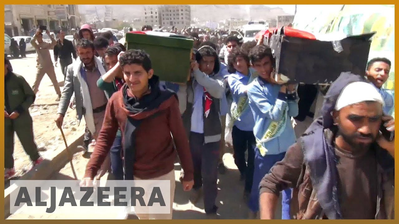 <h1 class=title>🇾🇪 Yemen air raid: Thousands attend children's funerals in Sanaa | Al Jazeera English</h1>