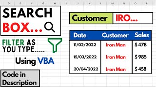Excel VBA Dynamic Filter: Create a Search Box for Instant Data Filtering | Filter As You Type