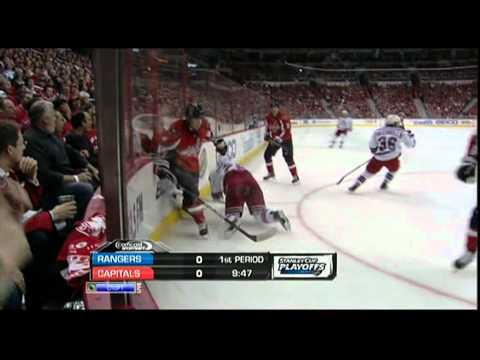 Erskine hits Christensen (Rangers & Capitals) NHL April 13, 2011