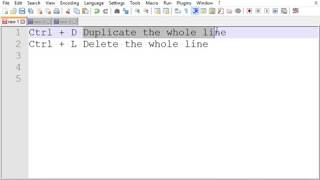 Notepad++ Duplicate and Delete Whole line