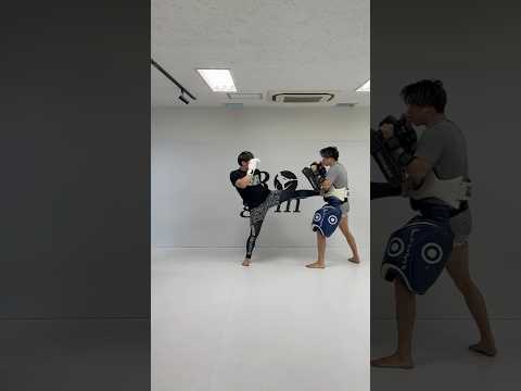 インローの後にスイッチして前蹴りから追撃！ #mma #ミット打ち #キックボクシング