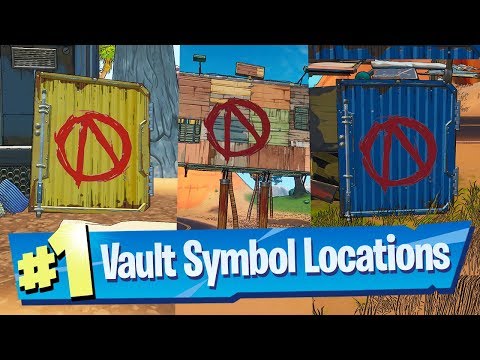 Search different Vault Symbols (All 5 Locations!) - Fortnite Welcome to Pandora Challenge Video