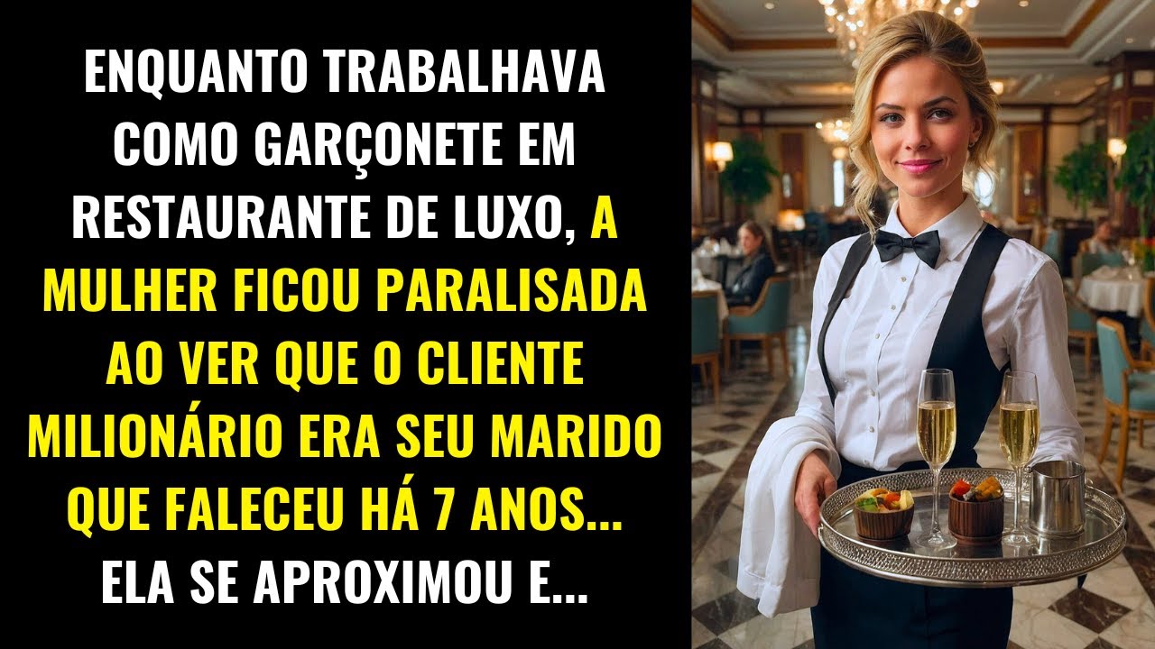 TRABALHANDO COMO GARÇONETE EM UM RESTAURANTE, ELA VIU O CLIENTE MILIONÁRIO... SEU MARIDO FALECIDO...