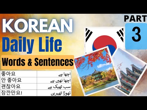 Korean Daily Life Words & Sentences Part-3 | Learn Korean Language in Urdu & Hindi