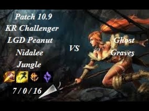 LGD Peanut - Nidalee Jungle vs Graves - Ghost - KR Challenger 864 LP - Patch 10.9