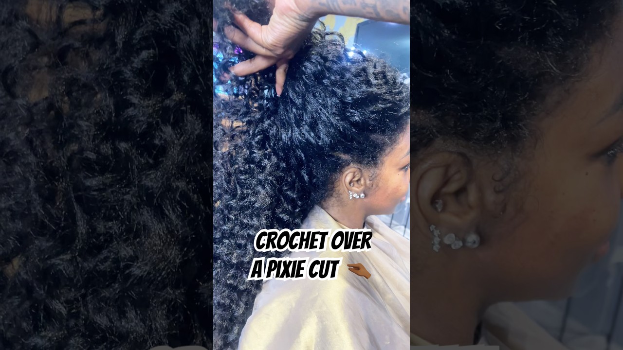She wanted crochet to help grow out her pixie cut 😍 🌀Hair: Freetress Beach Curl