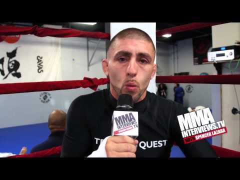 Federico Lopez preps for Danny Martinez in semifinal of Pandemonium's flywieght tournament