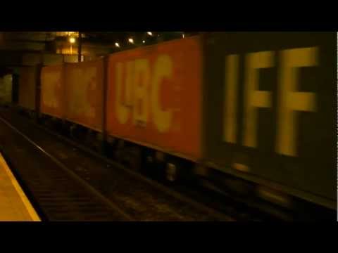 86609 and 86612 Pass Preston on a late night intermodal train