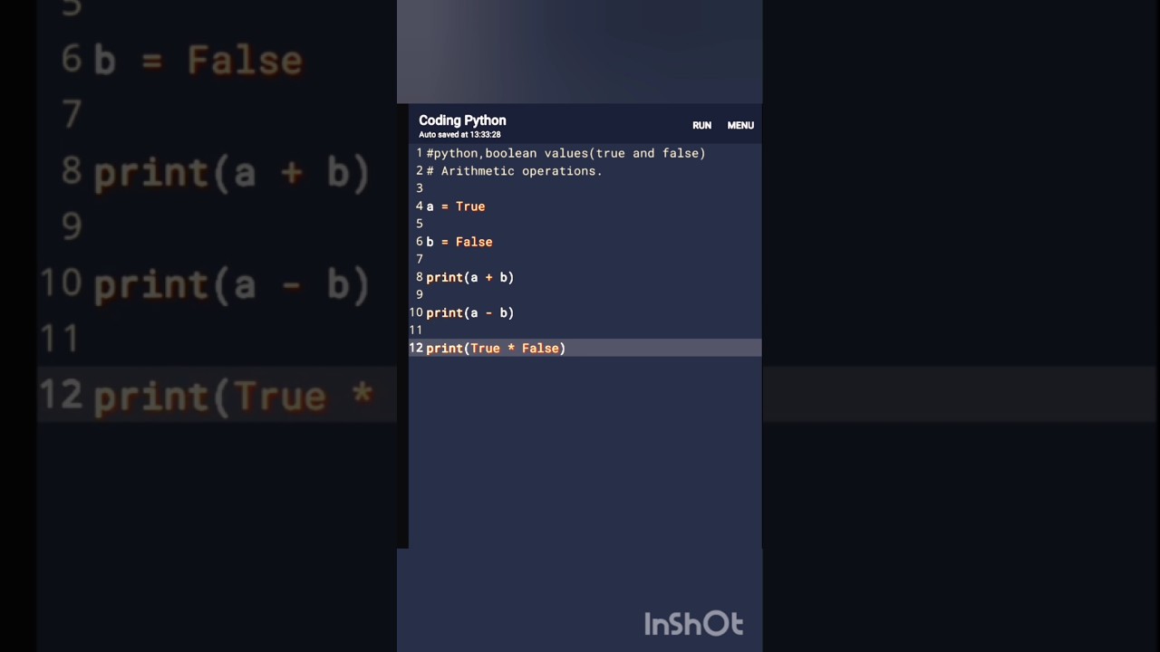 Python boolean values (true and false) Arithmetic operations.#pyp #python #programming #coding #java