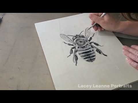 Charcoal on Wood Panel: Bee