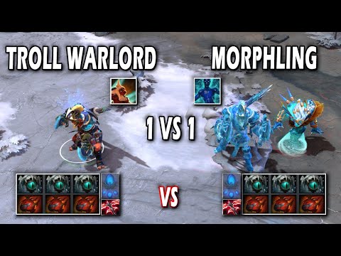 Troll Warlord vs Morphling (Clone Troll Warlord) | 1 vs 1 Battle Same items | Who win?