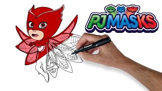 PJ Masks Owlette Drawing and Coloring | Pijamaskeliler Baykuş kız nasıl çizilir?