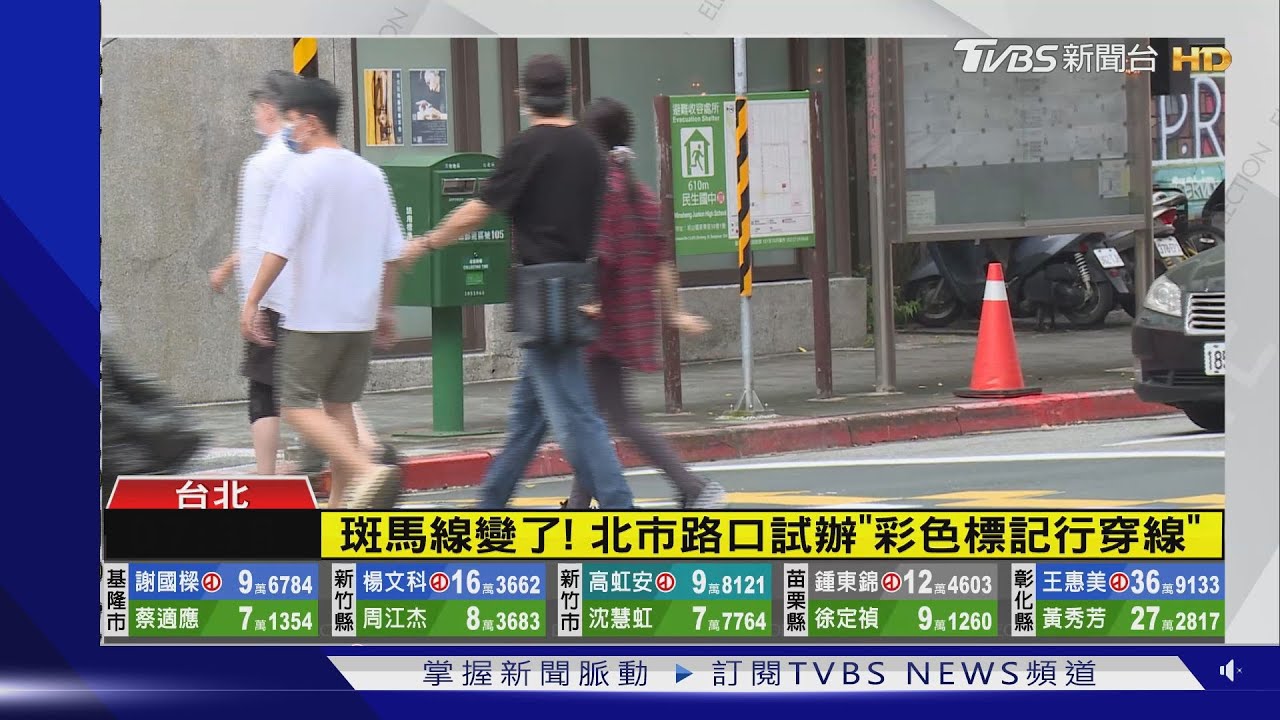 斑馬線變了!北市路口試辦「彩色標記行穿線」