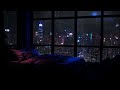 Rain and Thunder Sounds For Sleep 🌿( No Ads ) - City Night Ambience with Rain Sounds On Window