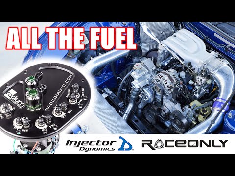 500HP fuel system upgrade on the RX-7 ft. Radium Engineering Surge Tank!