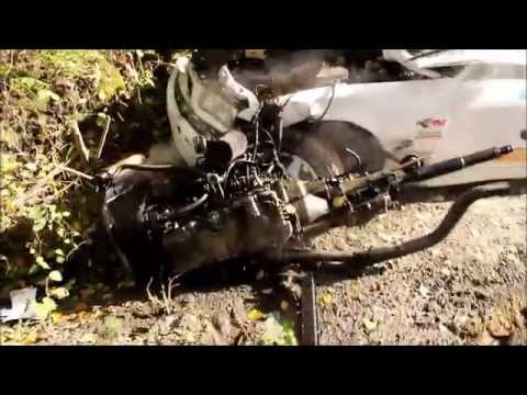 BMW crash aftermath, Riihivuori rally sprint 20.9.2015