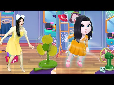 Imitate Angela to Play with the Wind Fan | My Talking Angela 2 In The Real Life