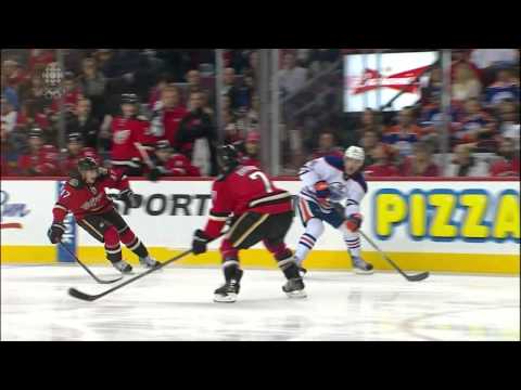 Jordan Eberle snipe wrist shot goal 2-1 Edmonton Oilers vs Calgary Flames 11/16/13 NHL Hockey.