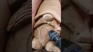 Wood carving a gnome.  #woodcarving #gnomes #powercarving