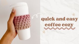 Easy Crochet Coffee Cozy Using The Wide Half Double Crochet, Perfect for beginners.