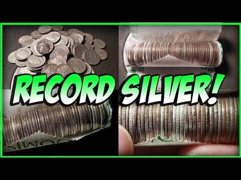 THE MOST SILVER DIMES I'VE EVER FOUND!!! (COIN ROLL HUNTING)