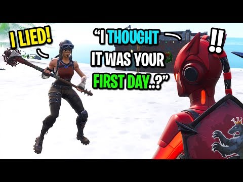 I pretended to be a default skin THEN put on my RENEGADE RAIDER in Fortnite... Video