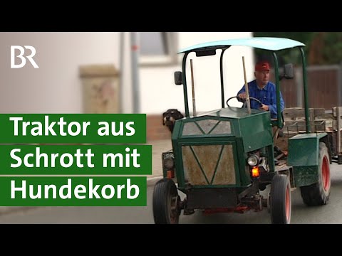 Gebaut aus DDR Schrottteilen: kleiner Traktor mit Hundekorb, Marke Eigenbau | Unser Land | BR