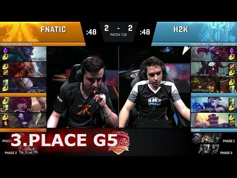 Fnatic vs H2K Gaming | Game 5 3rd Place S7 EU LCS Summer 2017 Play-Offs in Paris | FNC vs H2K G5