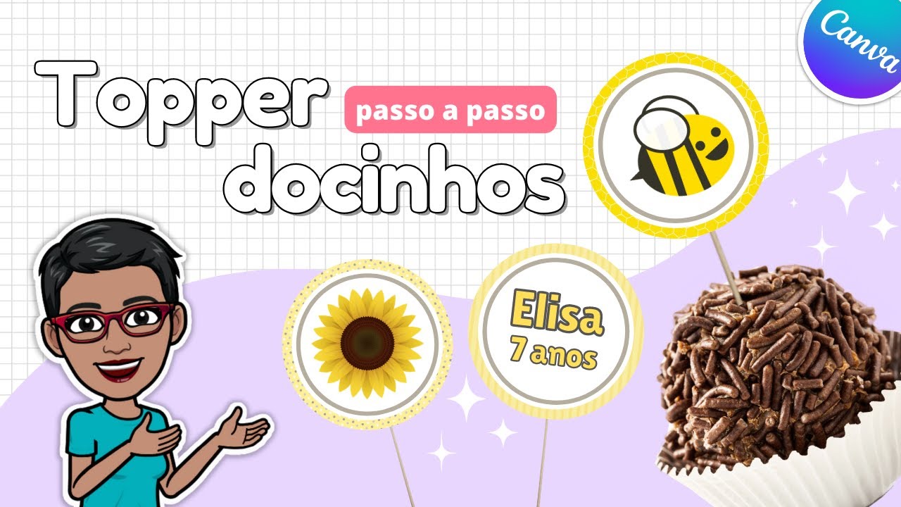 Como Fazer Topper para Docinhos no Canva Grátis Passo a Passo