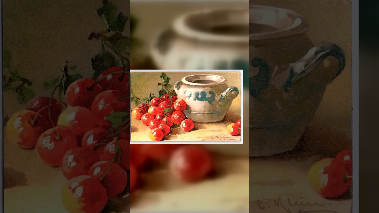C. Klein Linen Postcard, Still Life with Cherries, Early 1900s Video