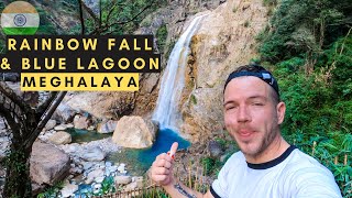 Worst timing to crash the drone - Blue Lagoon & Rainbow falls in Mehalaya - India motovlog
