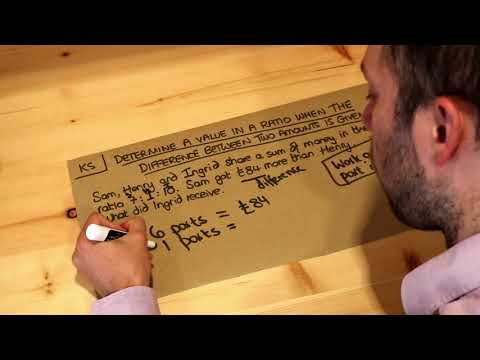 Key Skill - Determine a value in a ratio when the difference between two amounts is given.