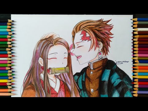 Menggambar Tanjiro dan Nezuko ( Kimetsu No Yaiba )