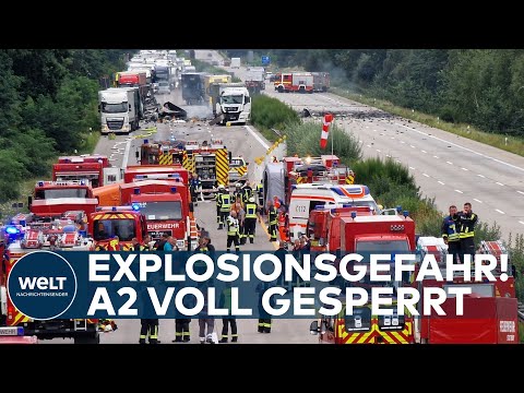 EXPLOSION AUF DER A2: Autobahn gesperrt! Zwei Tote nach schweren Auffahrunfall