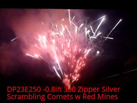DP23E250 -0.8in 380 Zipper Silver Scrambling Comets w Red Mines