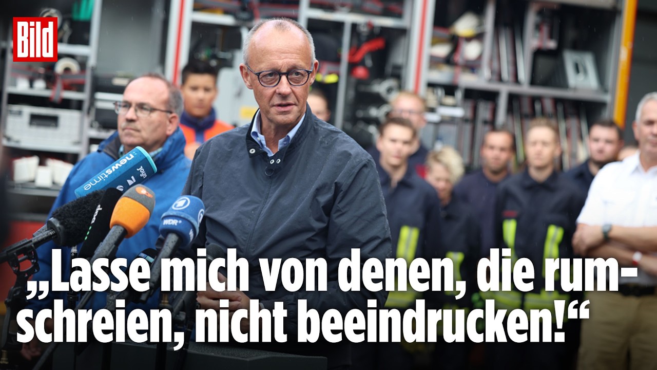 Buh-Rufe bei Merz-Auftritt nach schwerem Waldbrand in Hürtgenwald