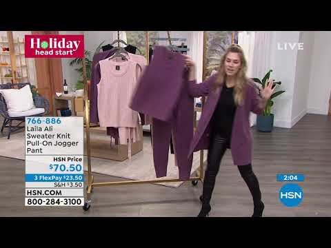 Laila Ali Sweater Knit PullOn Jogger Pant