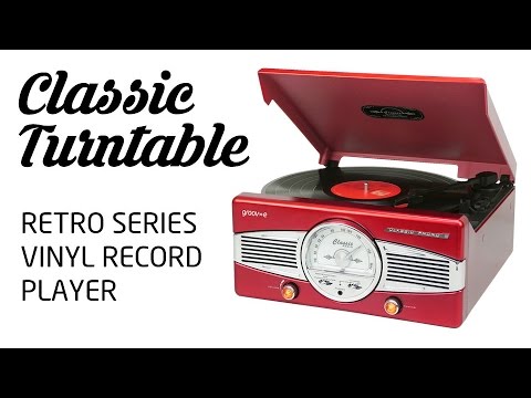 groov-e | Classic Turntable - Vinyl Record Player with Radio, Built-in Speakers  & PC Encoder