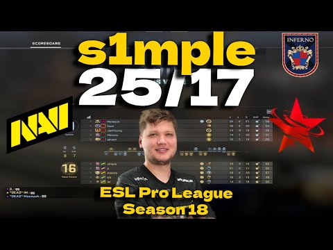 CSGO POV NAVI s1mple (25/17) vs 5yclone (Inferno) @ ESL Pro League Season 18