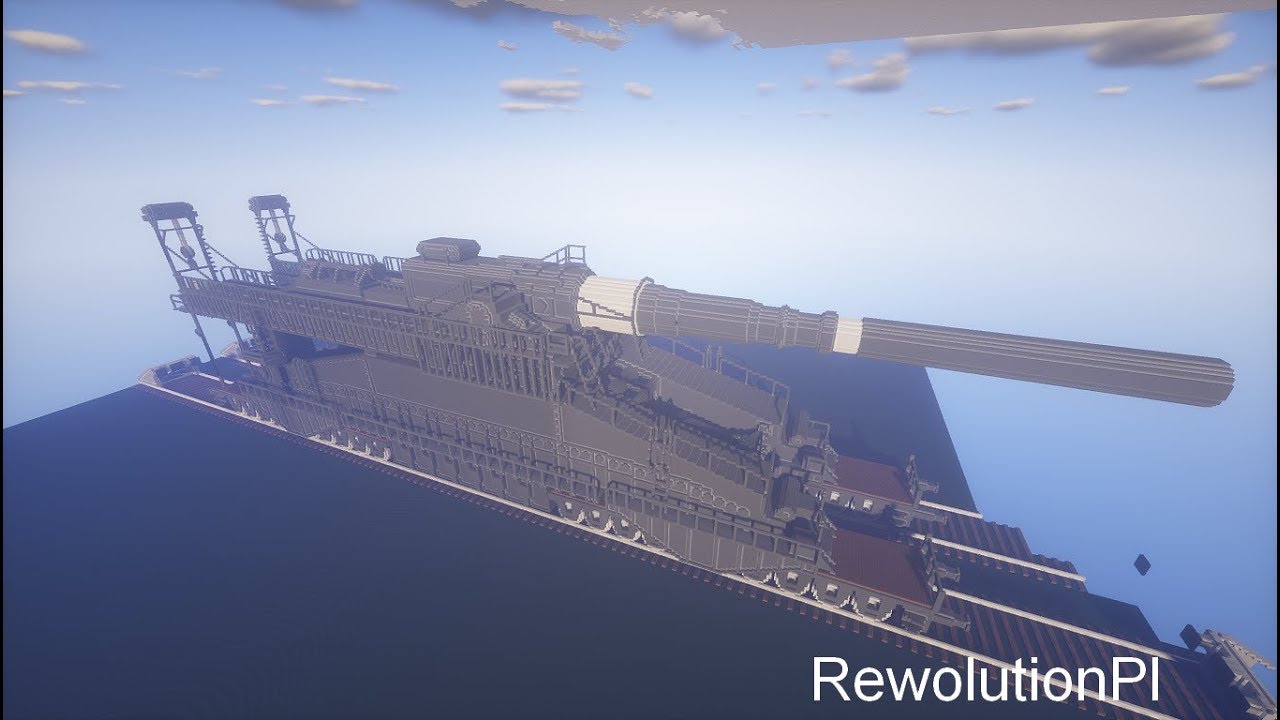 80cm K(E) schwerer Gustav railway gun huge scale by RewolutionPL Minecraft  Map