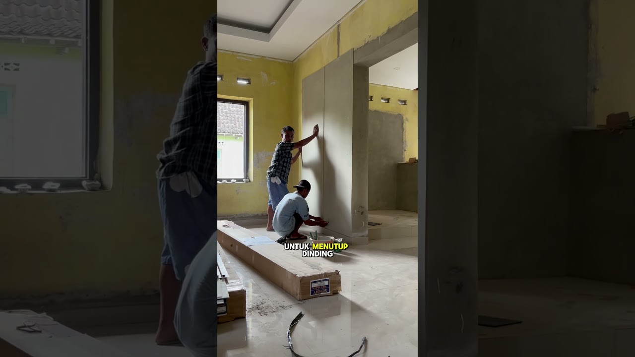 Renov ruang tamu versi low budget menggunakan grc board #renovasirumah #renovrumah